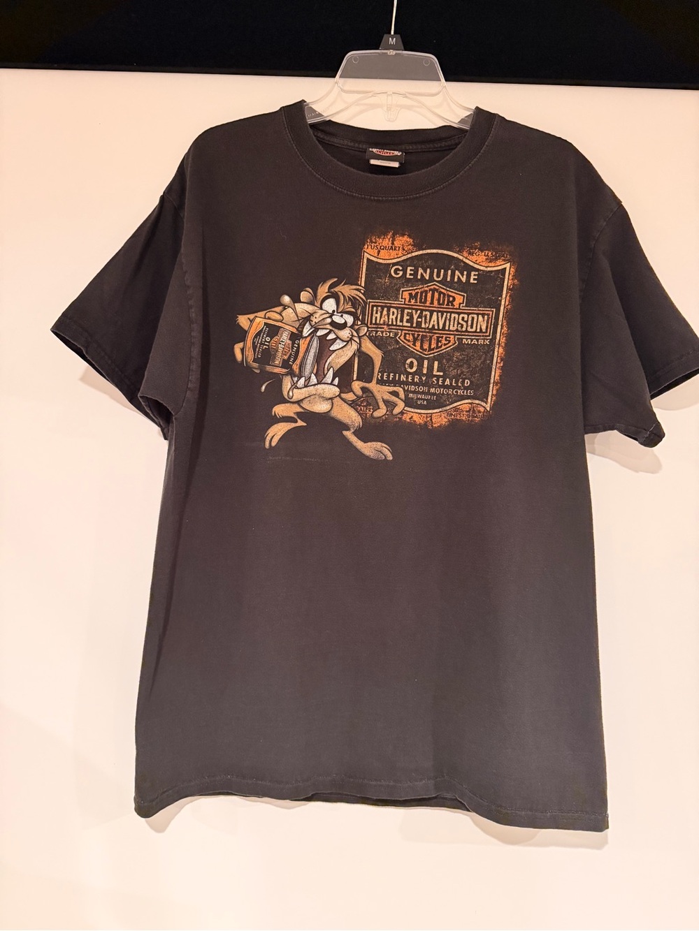 Vintage Harley-Davidson Black Graphic Tee with Taz Design